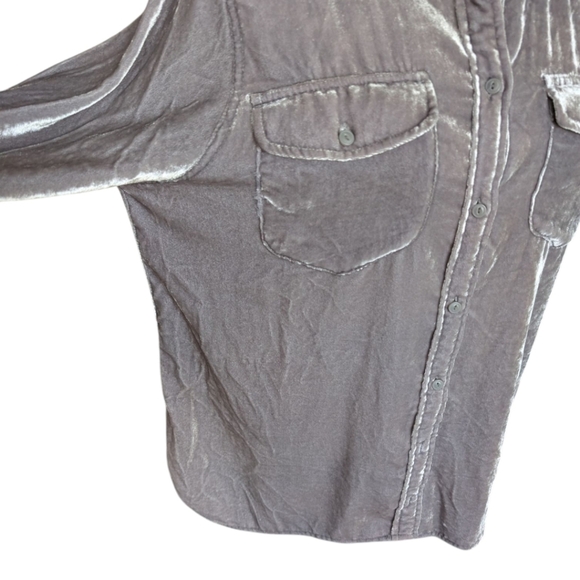 J. Crew Classic-fit Shirt Womens 10 Y2K Whimsigoth Grunge Drapey Velvet Pewter - Picture 6 of 14